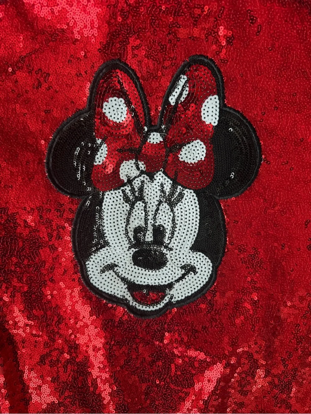 Disney Authentic Minnie Mouse Red Sequin Youth Bomber Jacket